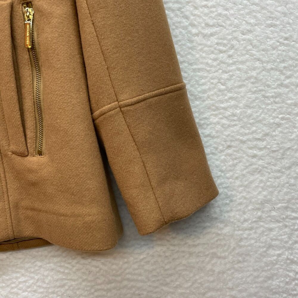 Michael Kors Coat Womens 12 Brown Wool Blend Faux Fur Hood Outdoor Luxury Earthy - Picture 8 of 12